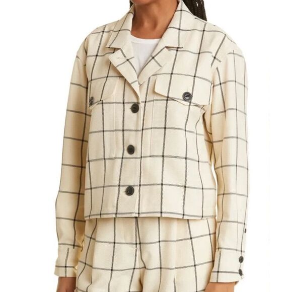 Rag & Bone Jessie windowpane checkered shirt jacket size medium new without tags - Picture 2 of 7